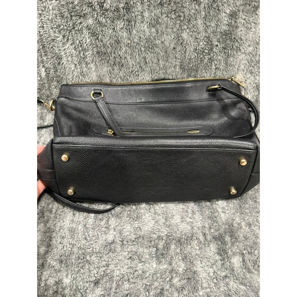 Coach Pebbled Leather Crossbody Tote Black Gold Zip Shoulder Bag Purse Classic - Picture 4 of 9